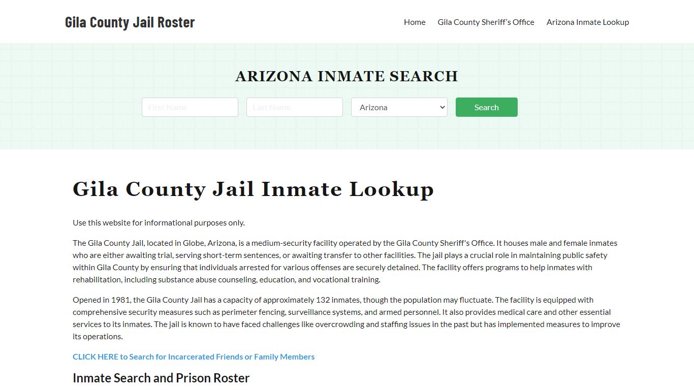 Gila County Jail Roster Lookup, AZ, Inmate Search